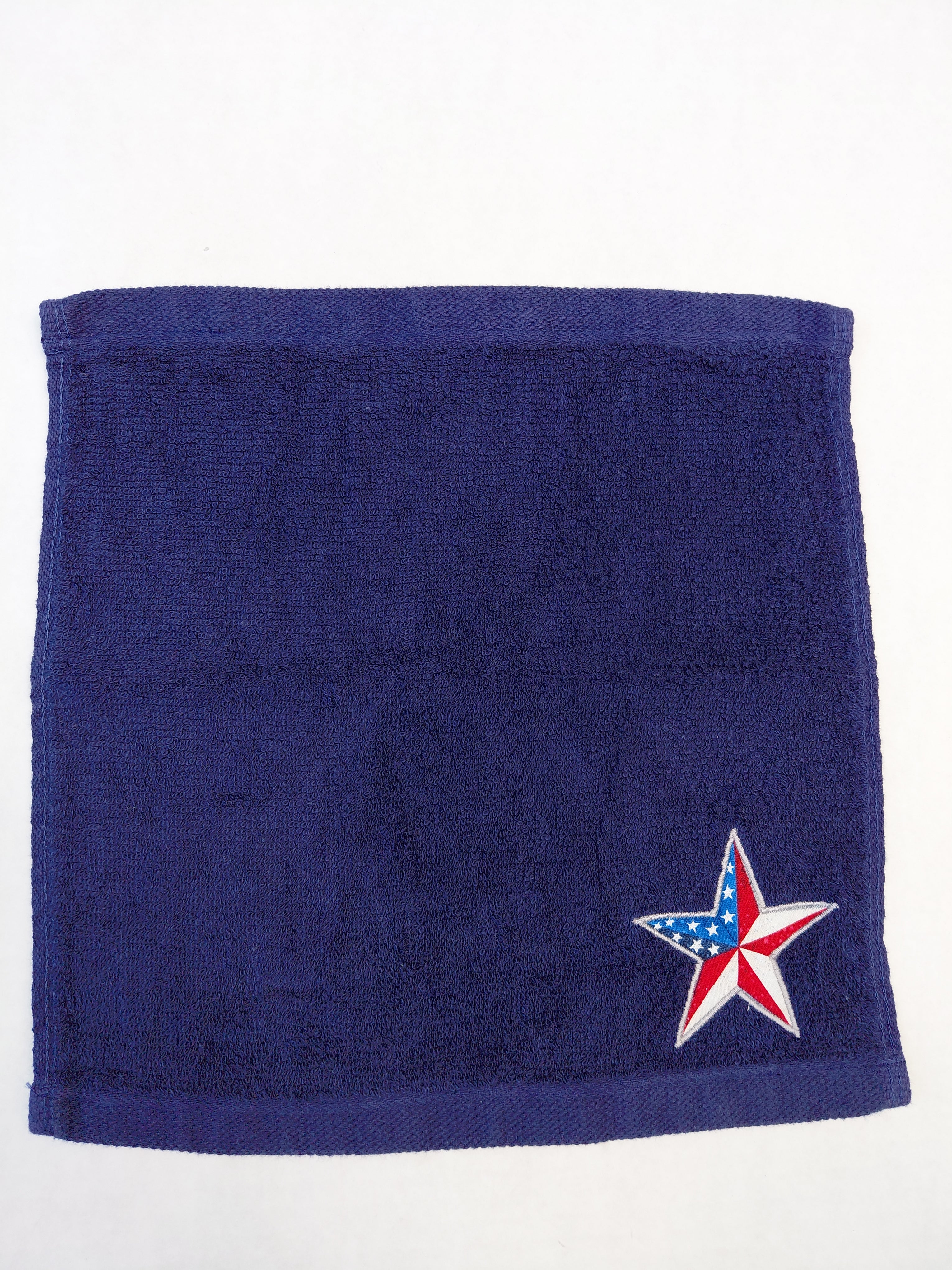 Patriotic Star Washcloth – Handcrafted Dark Blue Bath Cloth | American Pride Gift, Unique Handmade Bath Accessory
