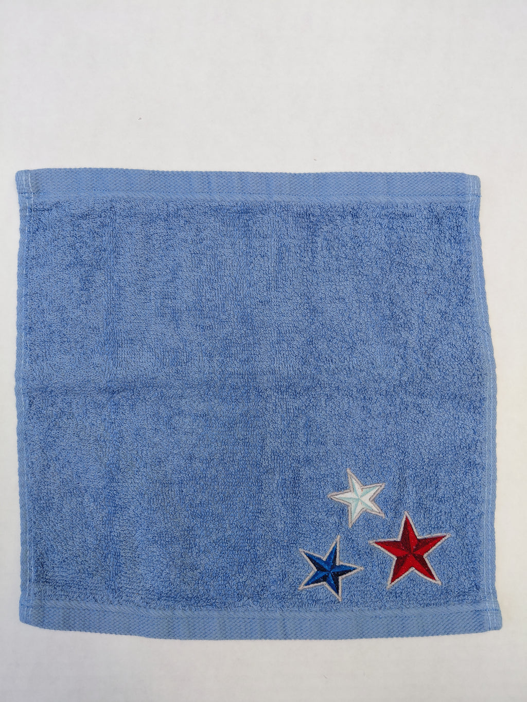 Patriotic Stars Washcloth – Handcrafted Sky Blue Bath Cloth | American Pride Gift, Unique Handmade Bath Accessory