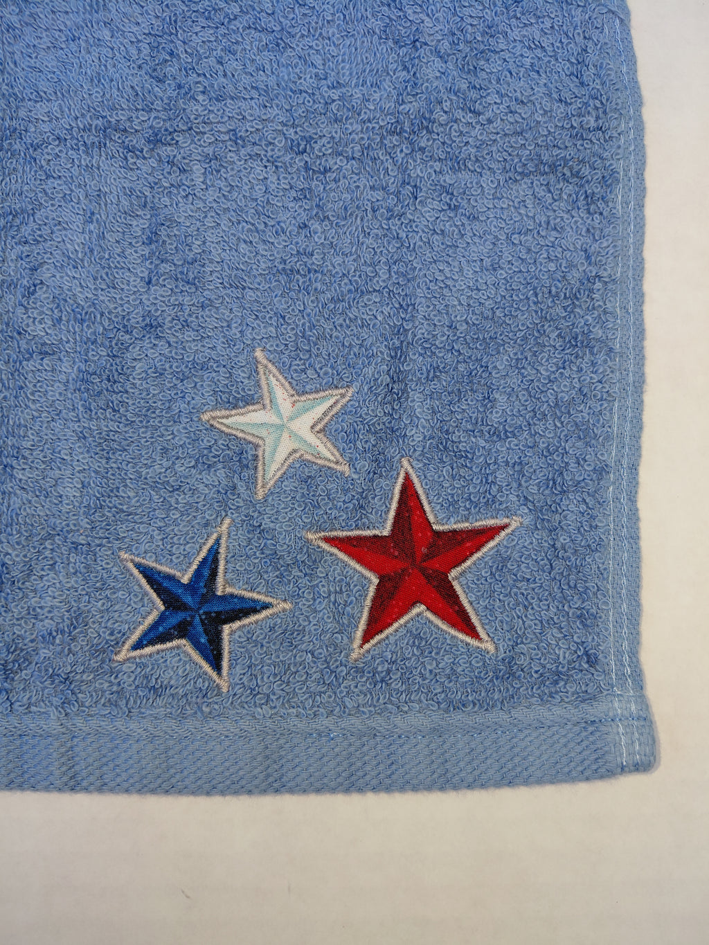 Patriotic Stars Washcloth – Handcrafted Sky Blue Bath Cloth | American Pride Gift, Unique Handmade Bath Accessory