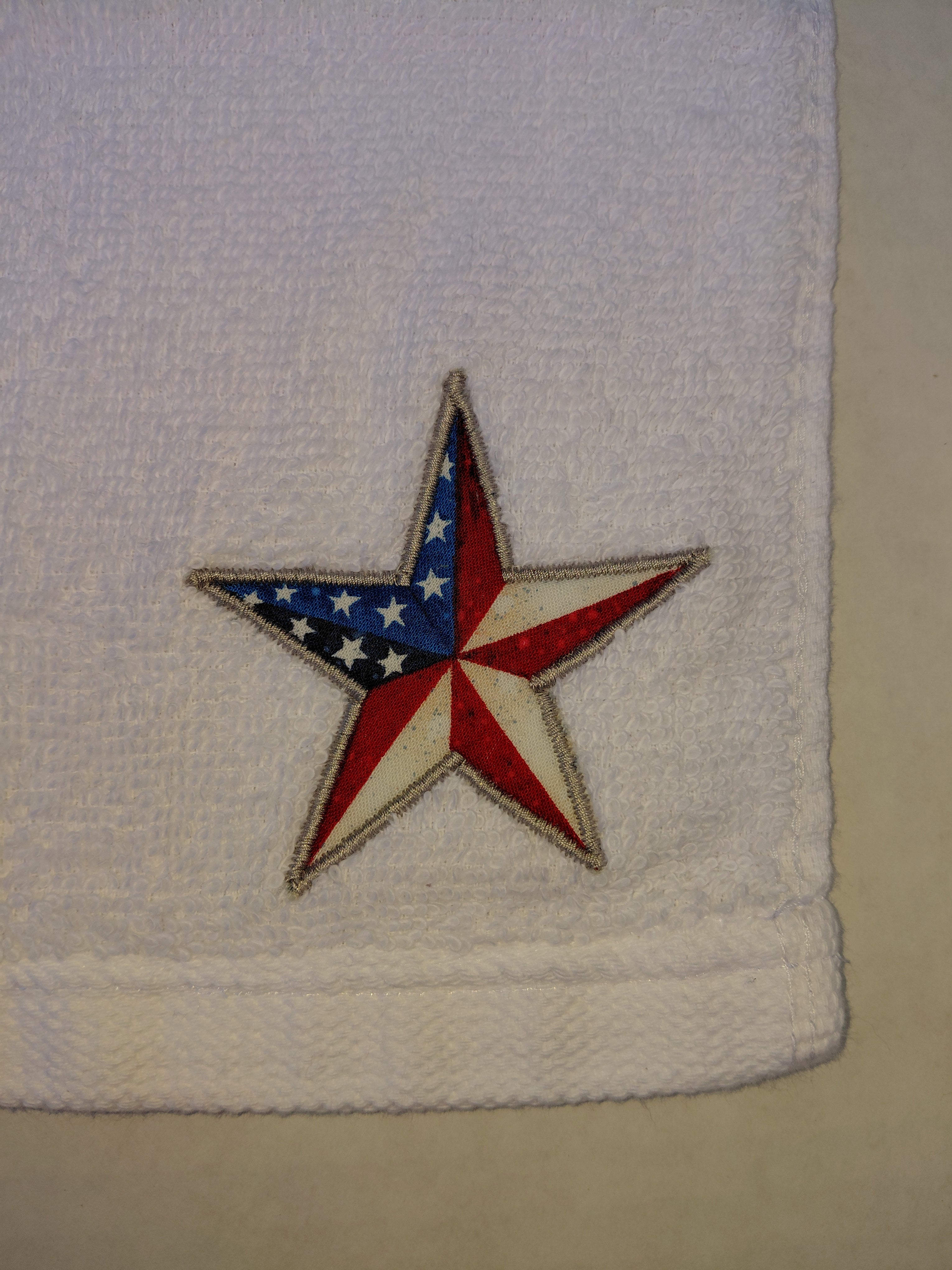 Patriotic Star Washcloth – Handcrafted Snow White Bath Cloth | American Pride Gift, Unique Handmade Bath Accessory