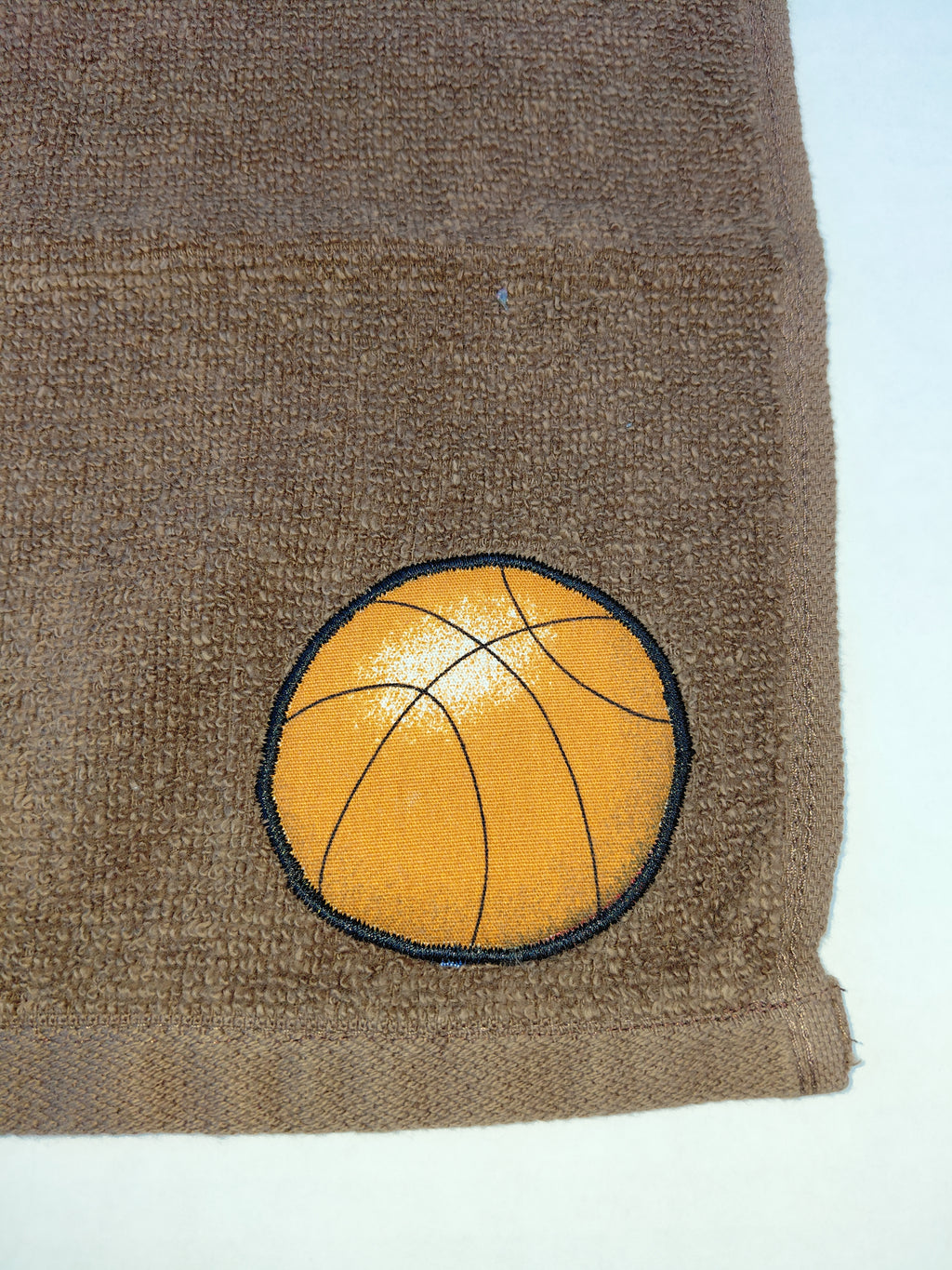 Basketball Washcloth – Handcrafted Chocolate Brown Bath Cloth | Basketball Gift, Unique Handmade Bath Accessory